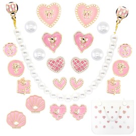 G YITENG - Juego de abalorios de perlas de corazón rosa para bolsas de playa de goma, 23 piezas, accesorios decorativos para mujer (rosa)