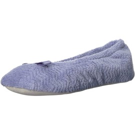 ISOTONER Women's Chevron Microterry Ballerina House Slipper with Moisture Wicking and Suede Sole for Comfort