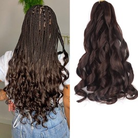 EFFGOCO French Curly Braiding Hair #4 Brown Synthetic Bouncy Braiding Hair 8 Packs French Crochet Hair Extensions 14 Inch French Curl Braiding Hair Extensions (14Inch, #4)