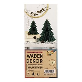 folia 49211 Honeycomb Decoration Classic Xmas Trees, Christmas Pendant, Set of 2, Height Approx. 20 and 13 cm, Foldable Christmas Decoration for Indoor Use