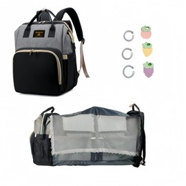 Kodyiuy Baby Diaper Bag Backpack Changing Station for Large Capacity Travel Foldable Bag Female New Mom Gift Gray-black