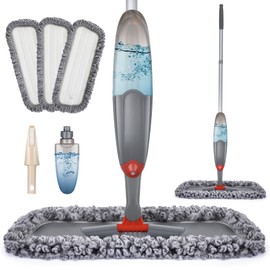 Microfibre Spray Floor Mops for Floor Cleaning, Domi-patrol Cleaning Mops for Hardwood Laminate Tiles Floors, Dry Wet Mop Dust Mops with 3 Mop Heads Replacement Pads & 635 ML Bottle