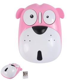 3C Light 2.4GHz Wireless Mouse Cute Animal Dog Shape Cordless Mouse Rechargeable Optical Mice Cartoon Puppy Computer Mouse 3 Buttons for Laptop Desktop PC (Pink)