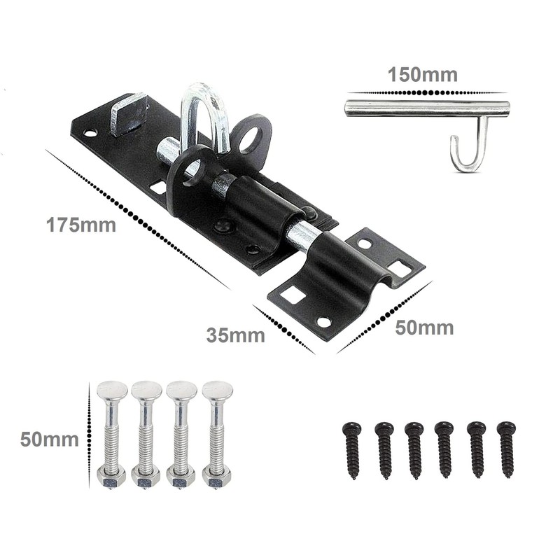 TERF® Heavy Duty Brenton Bolt Black 150mm (6 inch) Strong