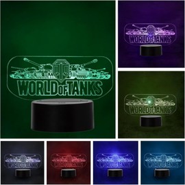 LED Lamp World of Tanks Logo Changing Colour USB Night Light