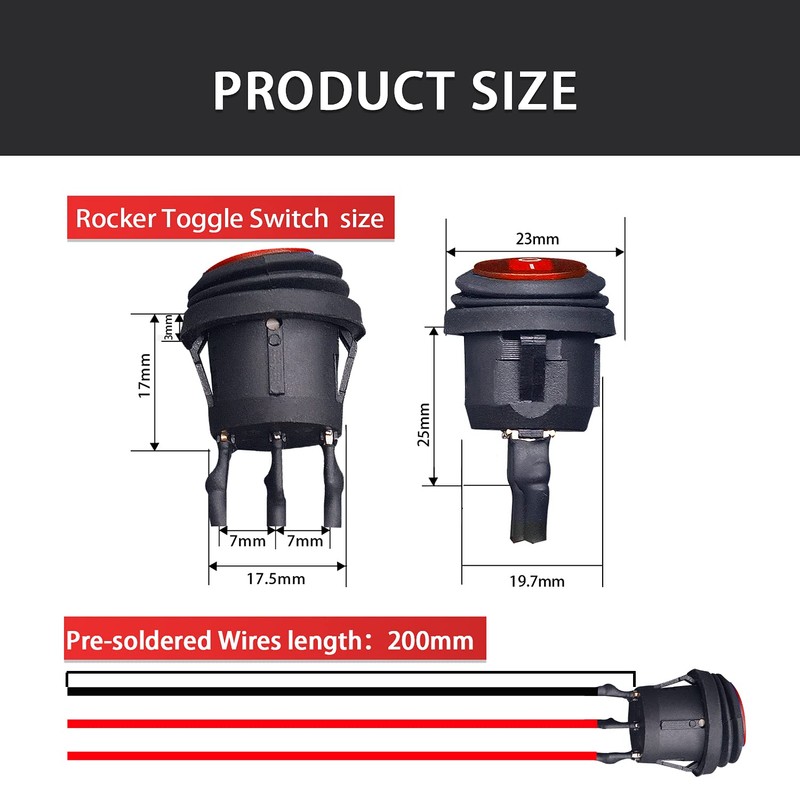 mankk 4PCS Waterproof Rocker Switch 12V Round Toggle Switch SPST