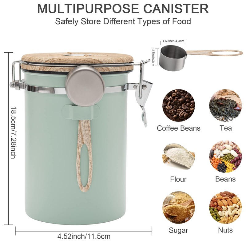 TEDSWAIT Coffee Canisters Airtight Coffee Bean Storage Container Kitchen Stainless