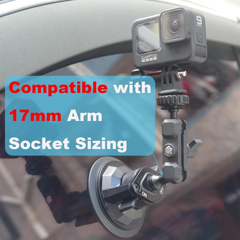 Upgraded Car Suction Cup Base with17mm Ball, Compatible with17mm Double