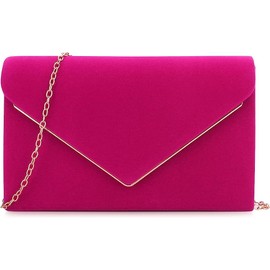BBjinronjy Evening Bags Clutch Purse for Women Handbags for Wedding Party Cocktail Prom Crossbody Shoulder Bag Faux Suede with Detachable Chain (Hot-Pink)