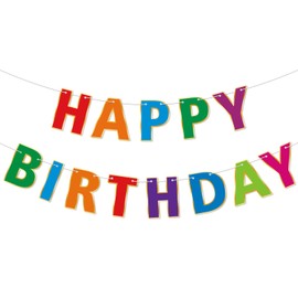 Lecheme Colorful Happy Birthday Banner & Sign Happy Birthday Garland Rainbow Party Decorations Rainbow Party Supplies