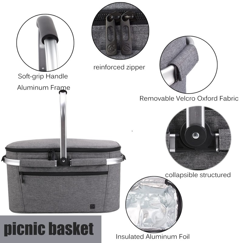 ALLCAMP OUTDOOR GEAR Large Picnic Basket 27L Shopping Basket Grocery