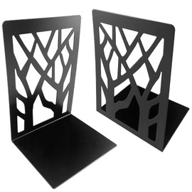 Gentpovth Pack of 2 Black Metal Bookends, Book Holder, Reading Stand with Non-Slip Pads and Secure Edges, Book Holder for Books, Bookends for Shelves, for Library, School, Office, Home