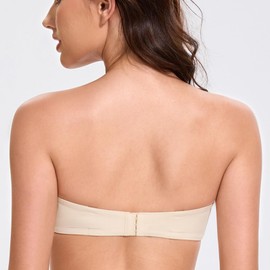 MELENECA Women's Push Up Strapless Bras with Lift Stay Put Padded Cup Sand Dollar 32D