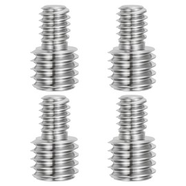 PATIKIL M6 to 3/8"-16UNC Double End Threaded Stud Screw Bolt, 4 Pack Carbon Steel Rod Bolts Thread Reducer Adapter for Camera Furniture Hardware, 16mm Long