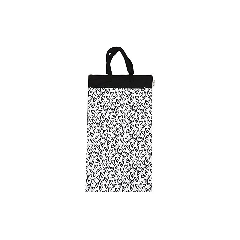 Avo&Cado Duo XL Wet Bag with Drying Compartment (Hearts/Black)