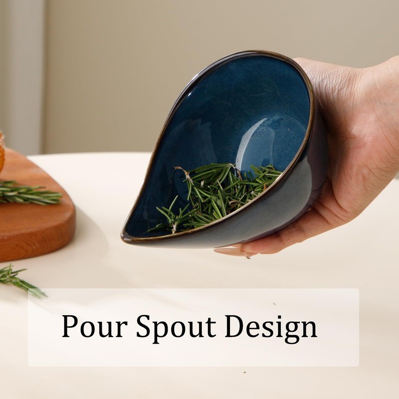 Herb Stripper Bowl, Ceramic Herb Peeling Bowl, Kitchen Herbs Leaf