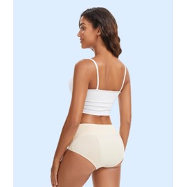 YESWEL Incontinence Underwear For Women, Reusable Washable Leak-proof Lightweight Briefs for Postpartum, Bladder Leak, 5 Pack (Beige, Small)