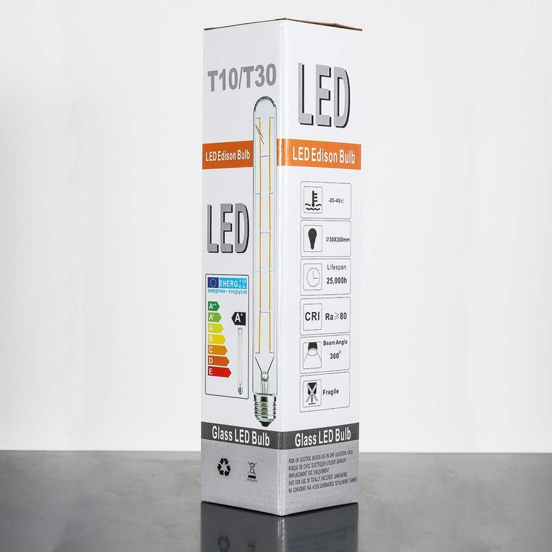 Leools Vintage LED Filament Bulb T300, 6W Dimmable T10 Edison