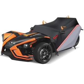 Tokept Polaris Slingshot Half Cover, 420D Oxford Fabric All Weather Protector Windscreen Half Cover Cockpit Cover, with Rubber Hooks and Reflective Strip for Polaris Slingshot Accessories (Black&Grey)