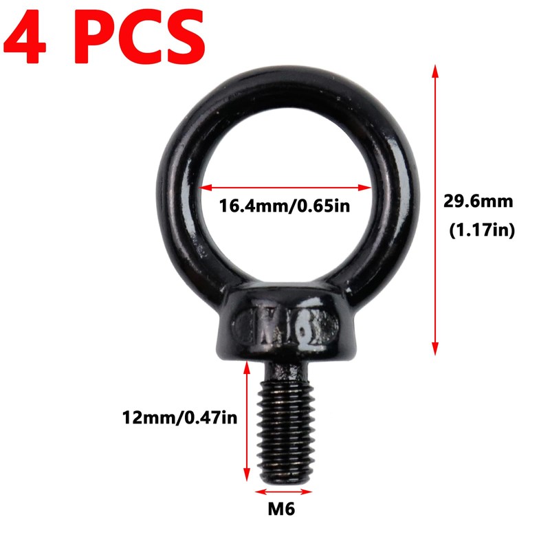 Antrader M6 Lifting Eye Bolts,2PCS Stainless Steel Machinery Shoulder Lifting