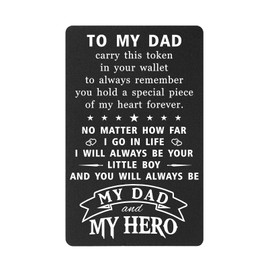 FALOGI Dad Christmas Card from Son, Dad Gifts Engraved Wallet Card from Son, I Will Always Be Your Little Boy, Unique Fathers Day Card from Son