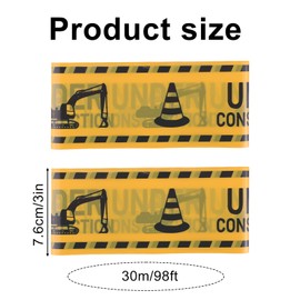 2 Rolls Under Construction Party Tape, 98 Feet x 3 Inch No Sticky Construction Theme Caution Banner Birthday Party Favors Decor for Classroom Home Work Zone Photo Prop Supplies