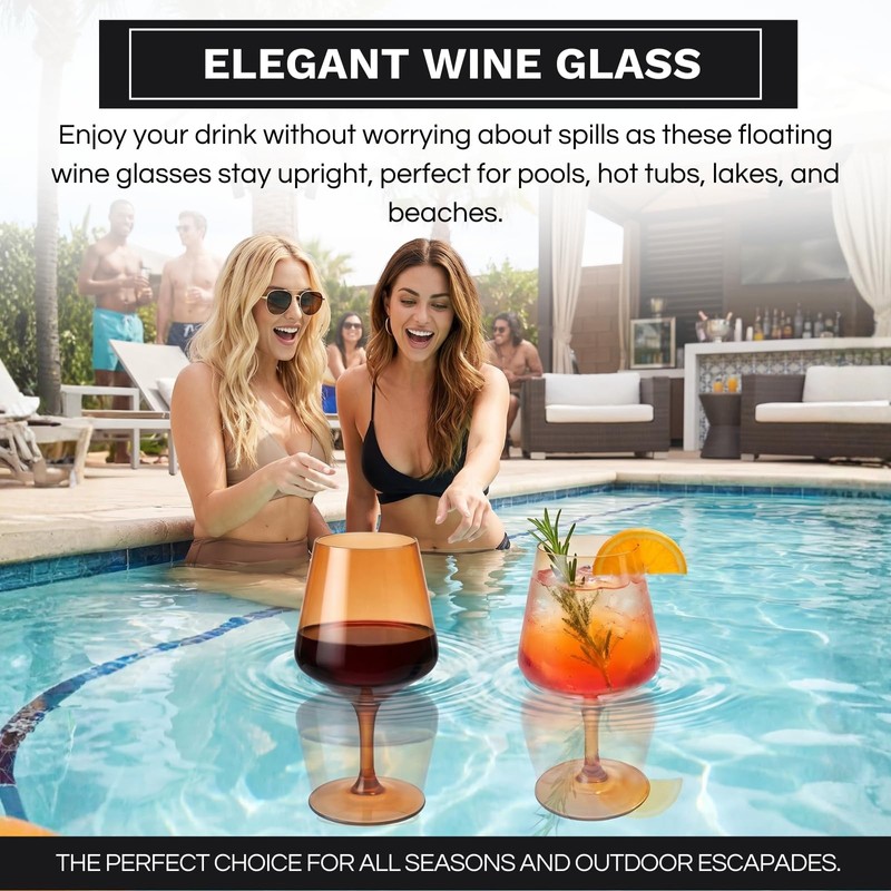 Floating Wine Glasses for Pool (18 Oz | Set of