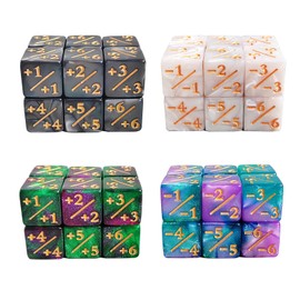 IOXXL 48Pcs MTG Token Dices Counter Dice Set 16mm Starry Marble Loyalty Dice Cube Buff D6 Dice for MTG, CCG, Card Game, 4 Colors（Black,White,Green,Blue）