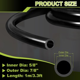 METALLIXITY Silicon Tubing(5/8" ID x 7/8" OD x 3.3Ft), Pure Silicone Hoses High Temp - for Printer, Hot Water Dispenser, Engine, Brewing, Fish Tank Air Pump, Pump Transfer, Black