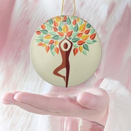 Adorno colgante para árbol de Navidad, regalo de Año Nuevo, hojas de árbol de yoga