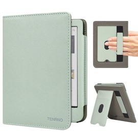 Tenano Case for 6" Kobo Clara Colour/BW, Premium PU Leather Cover with Auto Sleep Wake, Hand Strap and Foldable Stand, Sage
