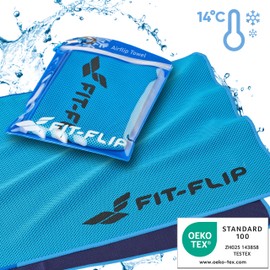 Fit-Flip Cooling Towel Set of 3 - Cooling Towel and Microfibre Cooling Towel - Cooling Towel - Airflip Towel for Fitness and Sports - Ice Towel (Black/Blue/Purple, 100 x 30 cm)