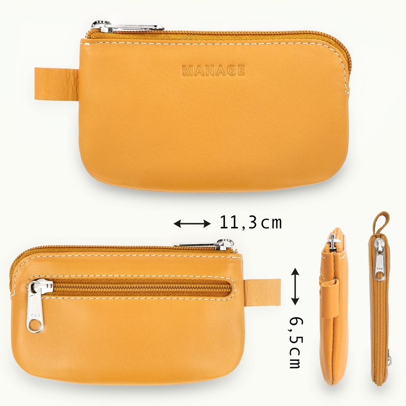 MANAGE Leather Key Case with Coin Compartment and Key Ring