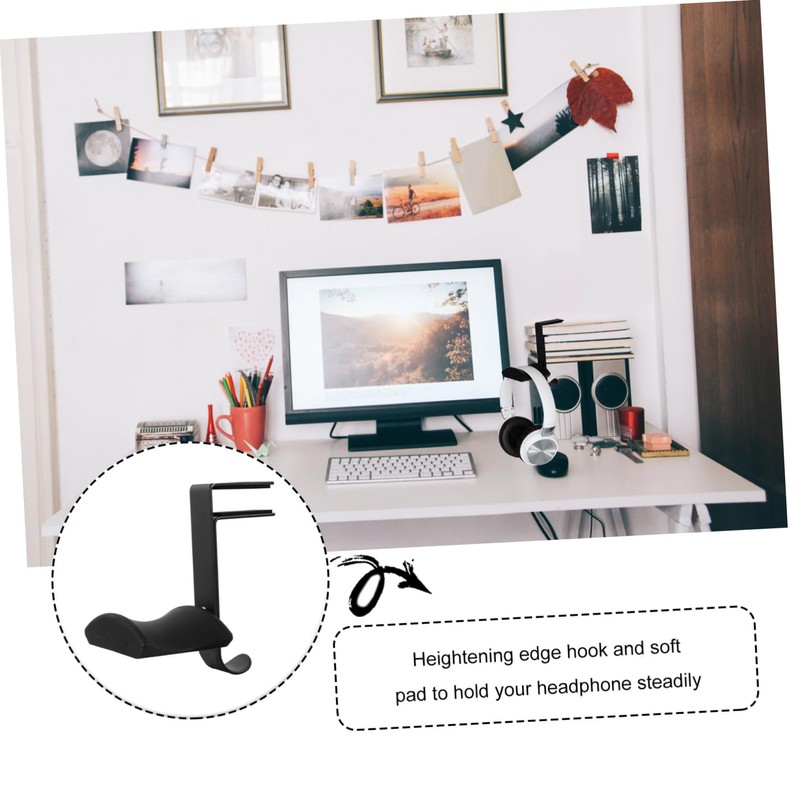 TEHAUX Adjustable Headphone Rack with PU Pad Desk Hook for