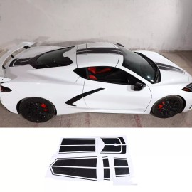autopart2021 Black Racing Stripe Overlay Graphic Decal Flat Vinyl For Corvette C8 2020-25 US