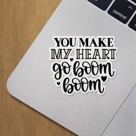 Decal Stickers of You Make My Heart Go Boom Boom Premium Indoor (No Waterproof) Vinyl Decal Stickers for Laptop Phone Accessory Helmet Car Window Mug Tuber Cup Door Wall Decoration ANDVER3c6603bBL