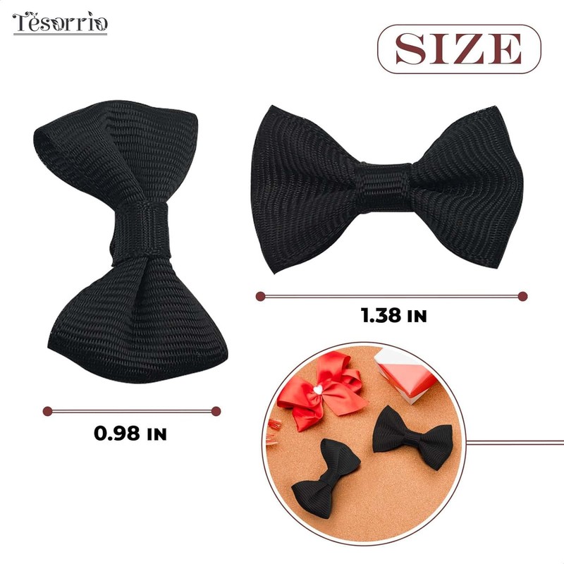 Black Mini Bow Ties for Crafts - 30Pcs Mini Diy