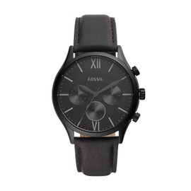 Fenmore Midsize Multifunction Black Leather Watch