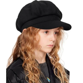 Kids Girls Wool Beret Newsboy Cap - Classic Cabbie Hat French Beret Pageboy Hat for Toddler Boys 2-7 Y Black