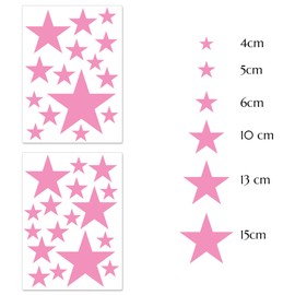 PREMYO Set of 25 Star Wall Stickers Kids - Nursery Decor Easy to Apply - Decals for Bedrooms for Girls Rose Pink