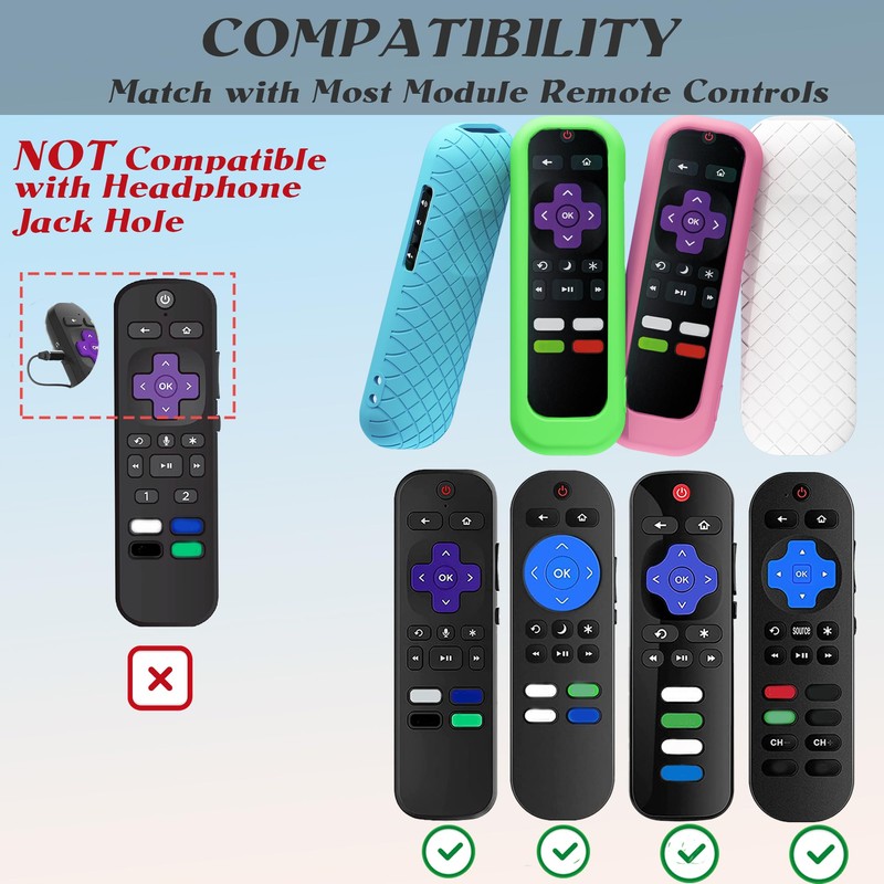 4 Pack Cover for Roku Remote, Battery Cover for TCL