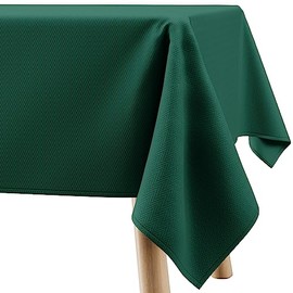 Filumi Tablecloth 110 x 180 cm Dark Green Washable for Indoor Outdoor Geometric Zigzag Pattern Verte