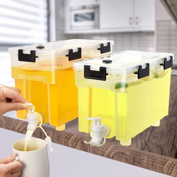 2.5 Gallon Drink Dispenser For Fridge,Beverage Dispenser With Spigot. Milk,Lemonade