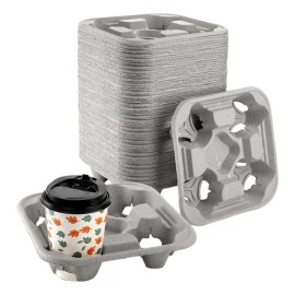 Porta Vasos De Cafe Biodegradable 4 Cavidades -150 Piezas                                                                                             