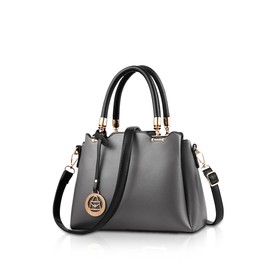 NICOLE&DORIS Women's Top Handle & Shoulder Bags - Multi Pocket Cross Body & Tote Bags for Ladies in PU Leather - Grey