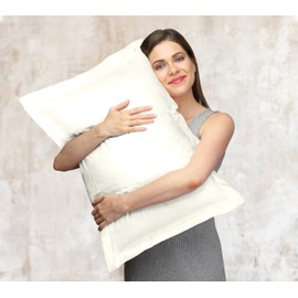 Royale Linens Pillow Shams 2 Pack Queen Size 20x30 Inch - Brushed 1800 Microfiber - Bed Shams, Wrinkle & Fade Resistant Super Soft and Cozy - Envelope Closure - Oxford Pillowcase (Queen,Ivory)