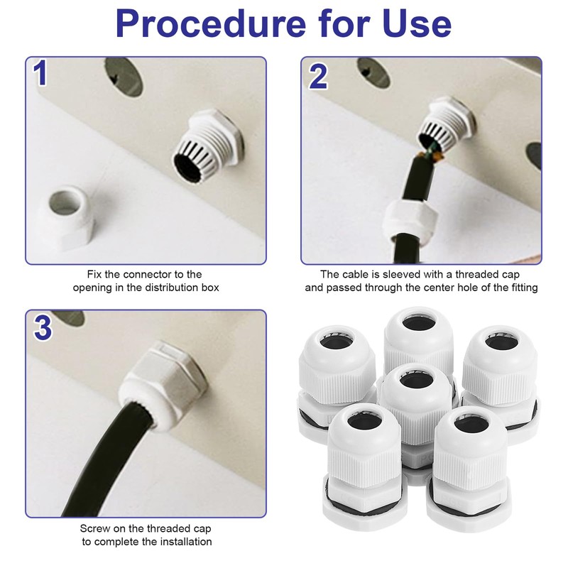 Faankiton 25PCS PG9 Adjustable Cable Connectors, Waterproof Nylon Cable Protectors