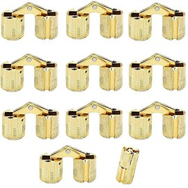 10Pack 10mm Invisible Brass Barrel Hinges Hidden Concealed Furniture Hinges 180 Degree Opening Angle for DIY Jewelry Box Hand Craft