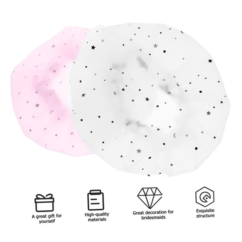 Minkissy Waterproof Shower Cap Soft Elastic Double Layer Hair Protection