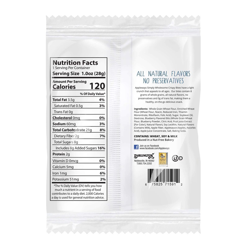 Appleways Whole Grain Blueberry Lemon Crispy Bites | 1 Oz